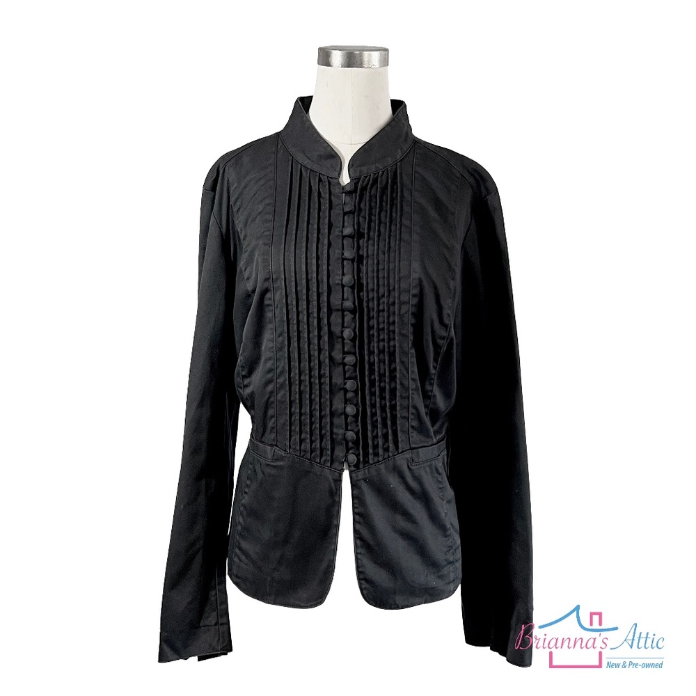 Venezia women's ladies black button front closure blazer suit jacket Size L